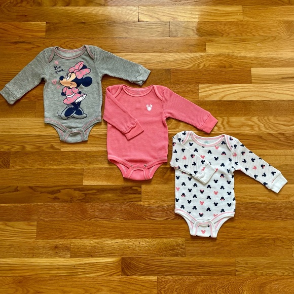 Disney Other - 3 Disney Baby Thermal Onesie Bodysuit 6 Months